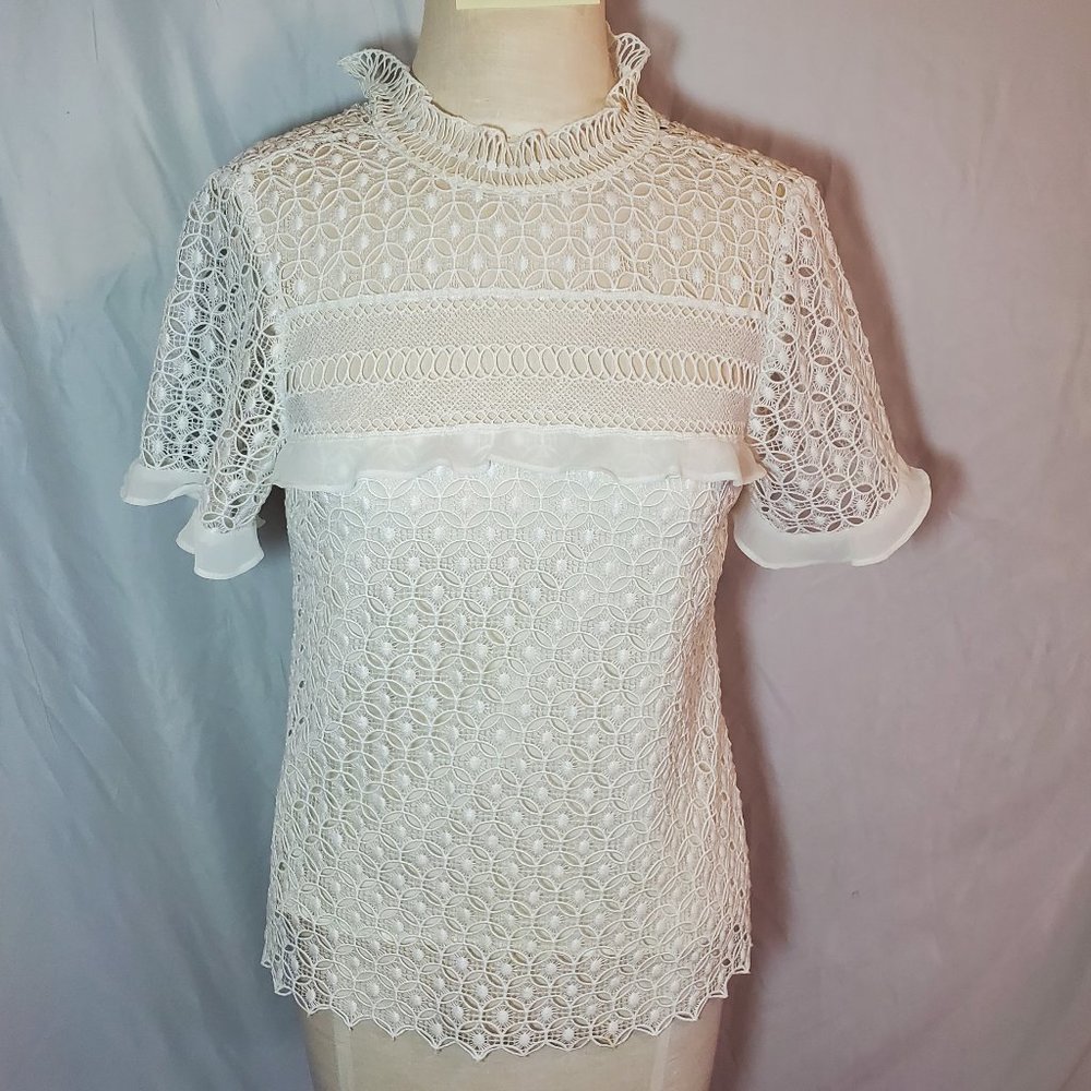 Zara Woman White Eyelet Lace Top
